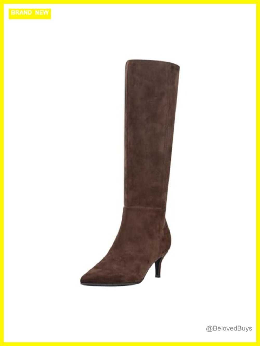 Faux Suede Pointy Toe Knee-High Boots Kitten Heel Zip Dress Boots